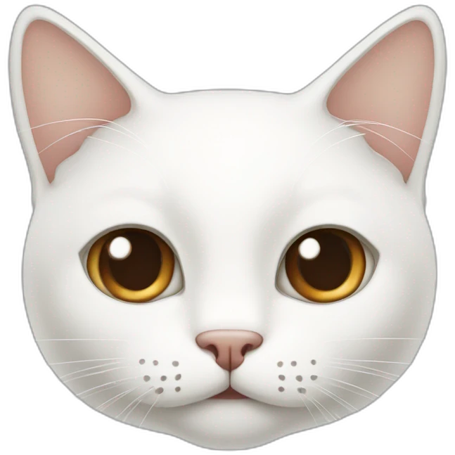 white cat with a little bit brown and half brown mouth emoji