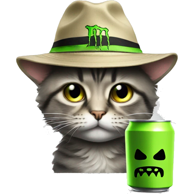 cat with monster energy and Bucket hat  emoji