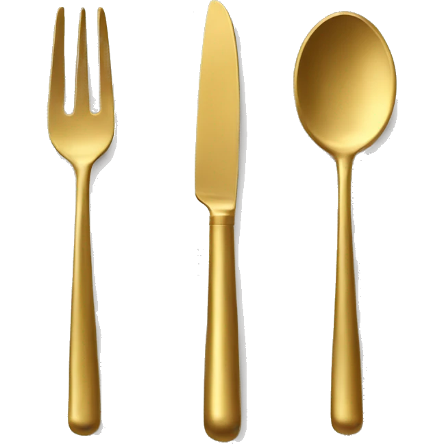 Gold colored utensils for dinner emoji