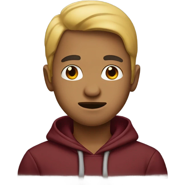 Man in maroon hoodie picking nose emoji