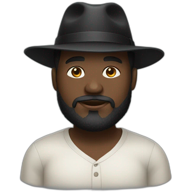 ghanaian man with wide-brimmed black hat beard fat emoji