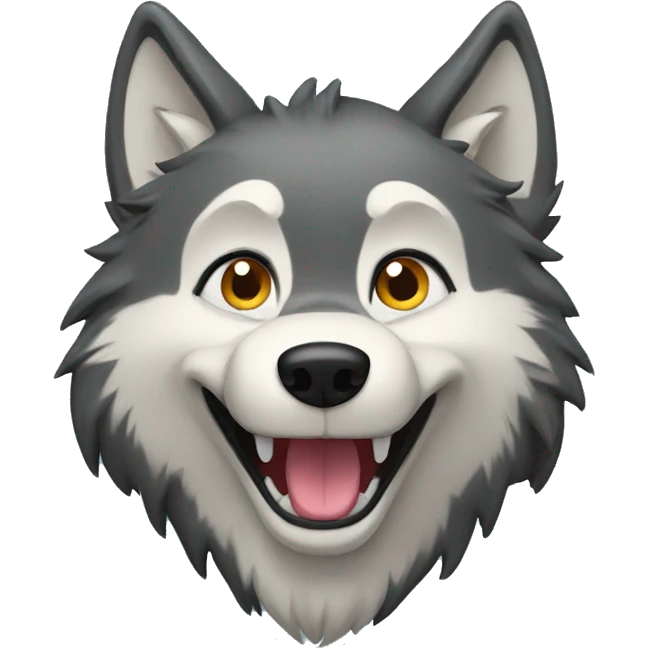Happy wolf, animated emoji