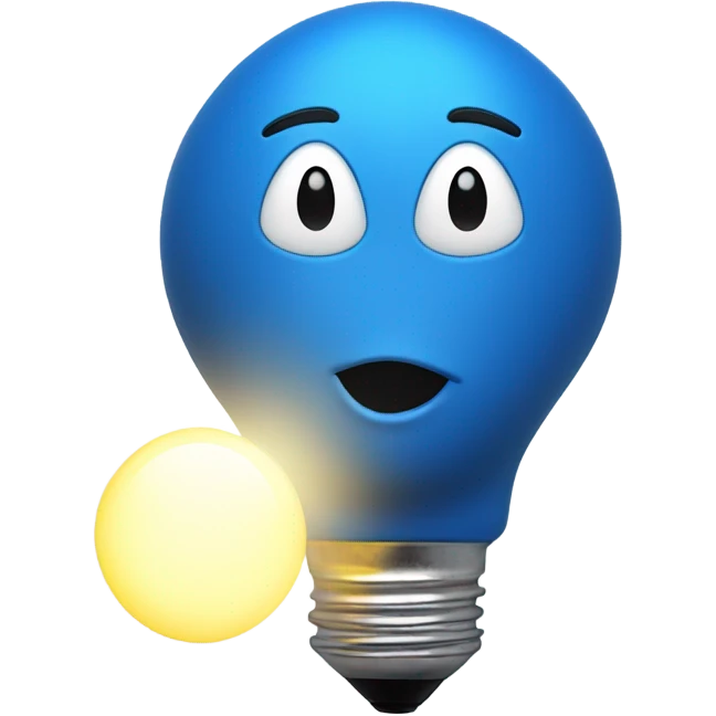 blue face with little body holding a led light bulb emoji