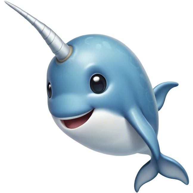 Cinematic Comical Narwhal Portrait Emoji, Head tilted dramatically with an exaggeratedly amused expression, featuring a sleek, elegantly streamlined body with a prominently spiraled ivory tusk and wide, comically expressive eyes full of playful disbelief, Simplified yet hilariously expressive features, highly detailed, glowing with a slightly sassy arctic glow, high shine, dramatic yet playful, stylized with an air of quirky marine mischief, soft glowing outline, capturing the essence of a meme-worthy narwhal that looks ready to side-eye its way into viral fame! emoji