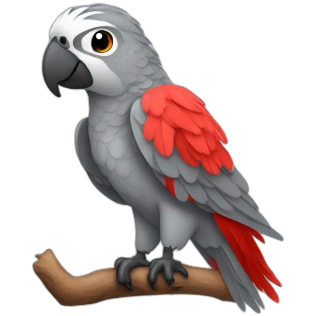 Gray parrot red feather emoji