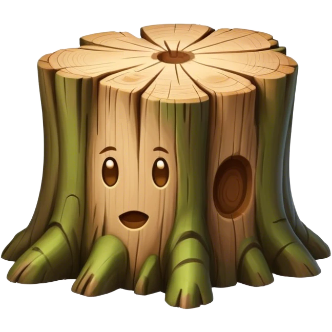 tree trunk block no face emoji