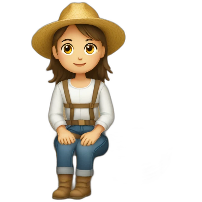 Fille assise sur une botte de paille emoji