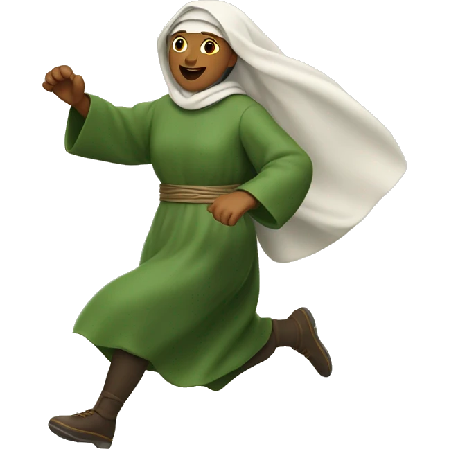 saint brigid running, with a large stride and arms outstretched emoji