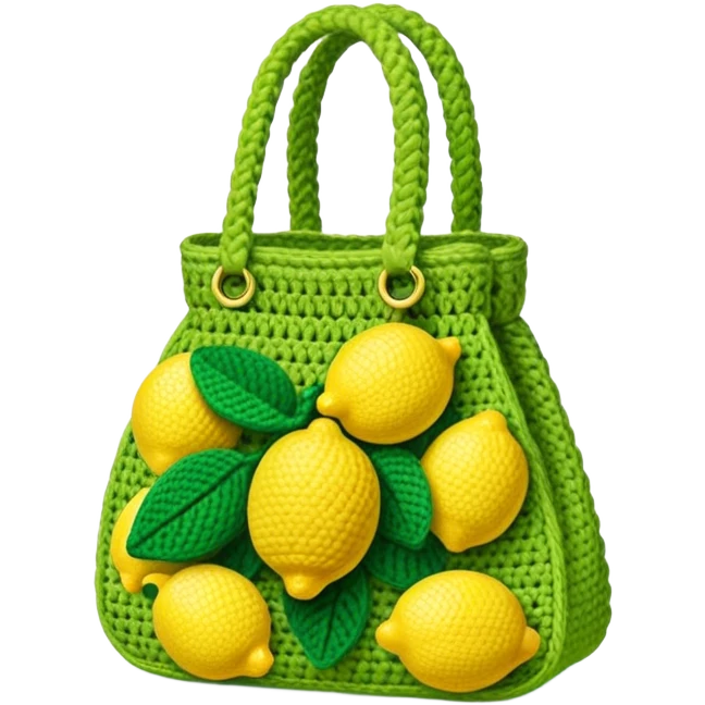 crocheted bag with lemons emoji
