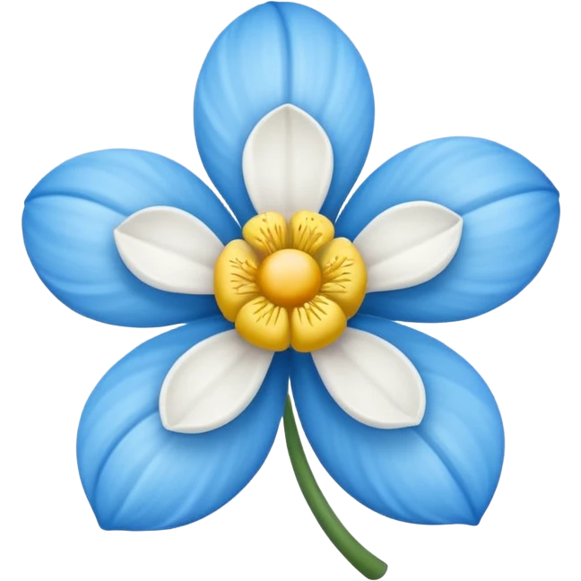 Flor azul y blanco y amarillo emoji