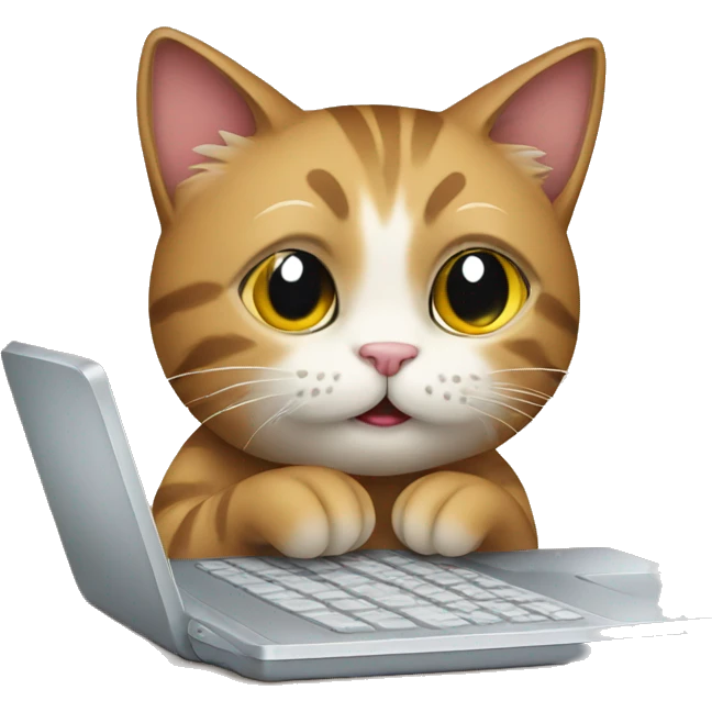 cat texting on a PC emoji