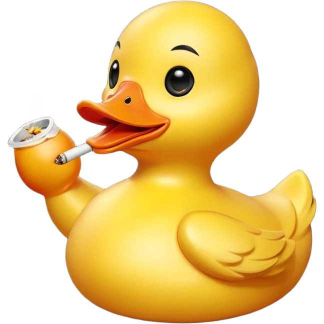Rubber duck gettinf high on weed cartoon emoji