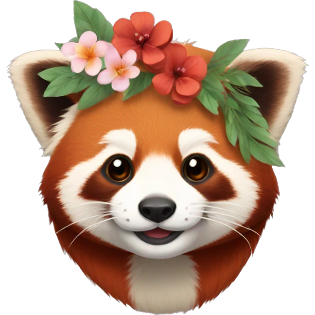 Red panda with a flower crown  emoji