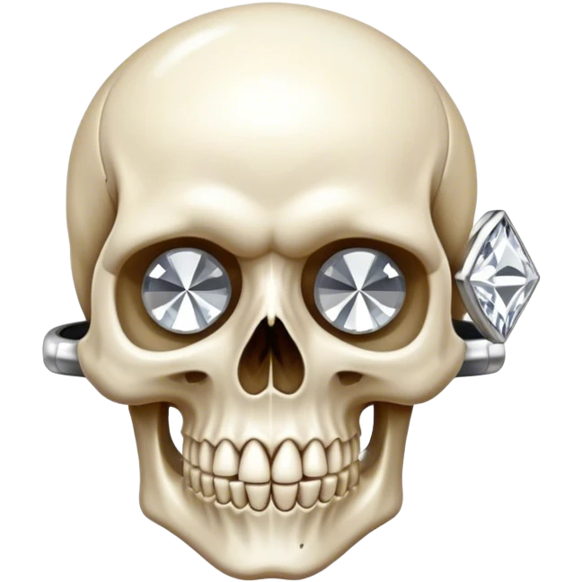 Skull wearing white gold diamond ring  emoji