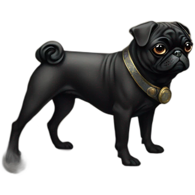 A cyberpunk black pug in Art Nouveau style during 1910 emoji