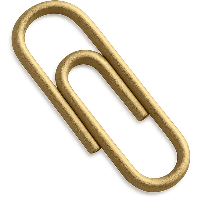a gold paper clip, top view emoji