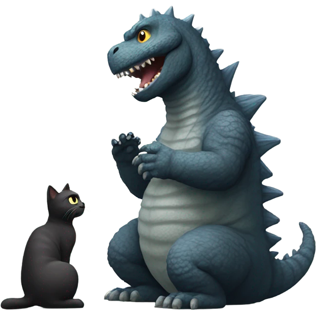 Godzilla petting cat emoji