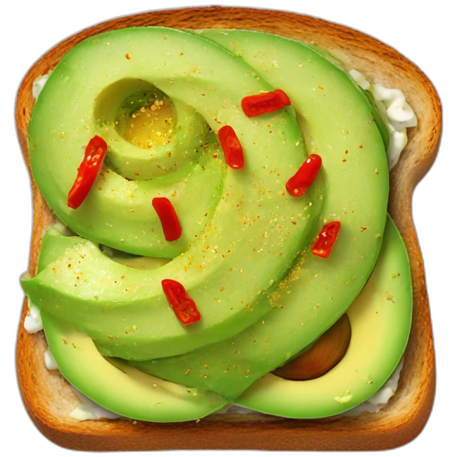 Avocado toast with chilli flakes and salt on top emoji