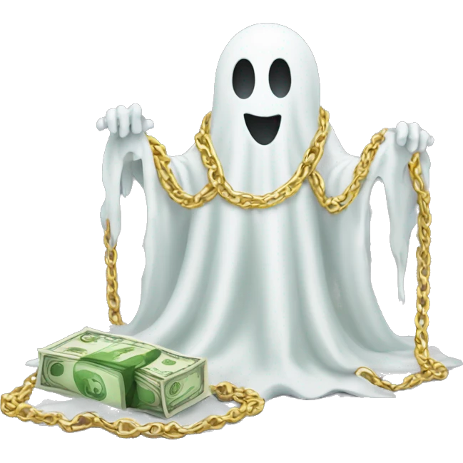 ghost with gold chain and money emoji