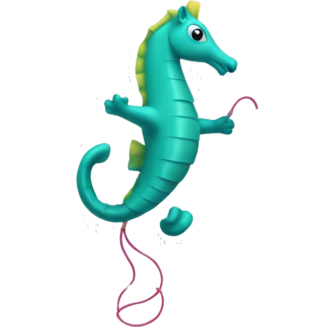 Sea horse playing jump rope emoji