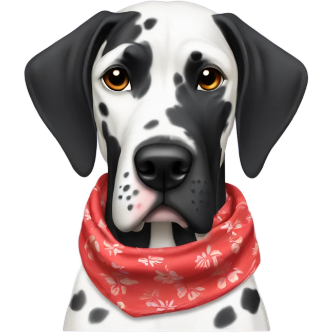 Black Great Dane with red Hawaiian bandana  emoji