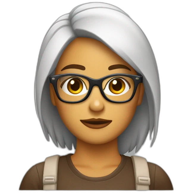 Chica pelo corto liso y marrón con gafas emoji