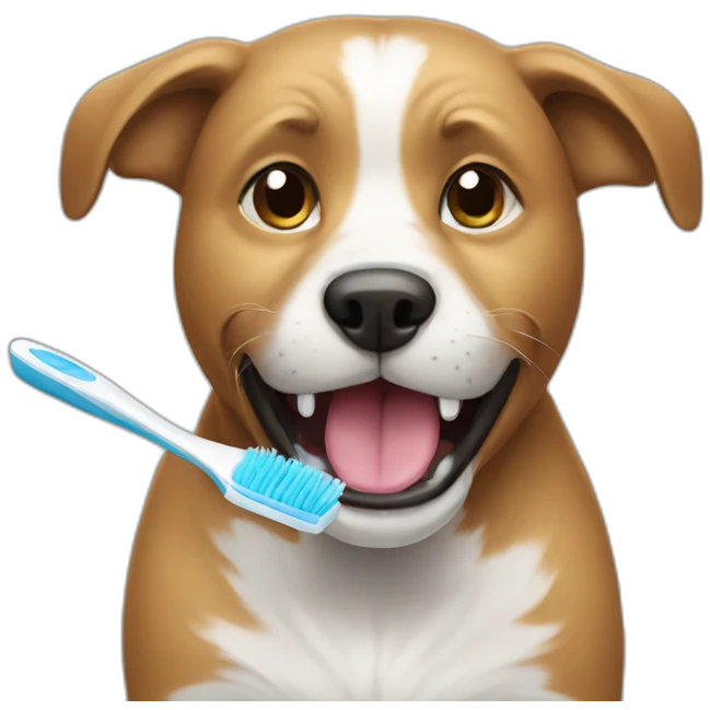 A dog brushing teeth emoji