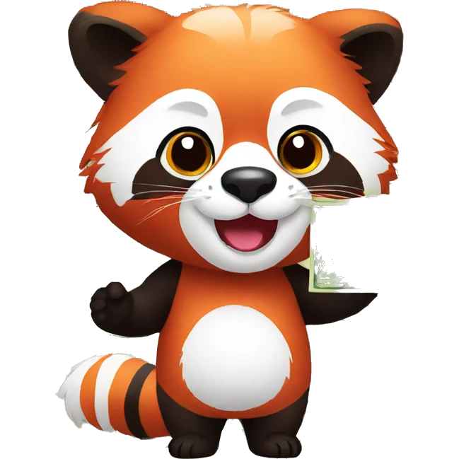 red panda holds the money emoji