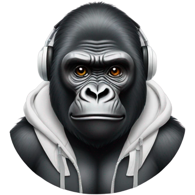 Gorilla wearing AirPods emoji