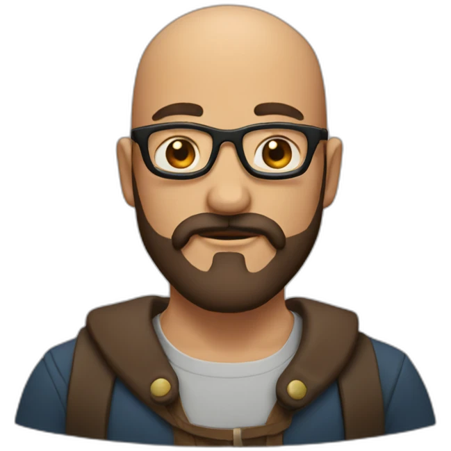 Man with brown viking beard and moustache with glasses and bald spot emoji
