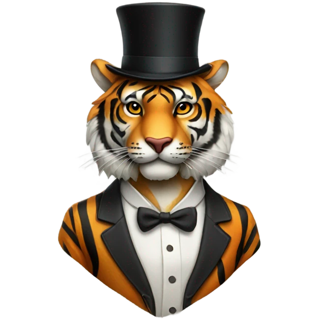 Tiger with a top hat  emoji