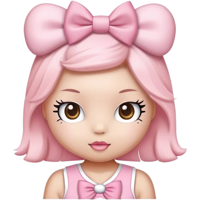 Hello kitty with light pink bow cheerleader  emoji