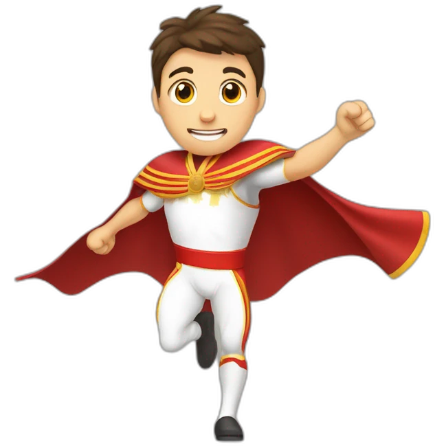 a runner athlete. with the posture of open arms greeting the public. in one arm he carries a bullfighter's cape emoji