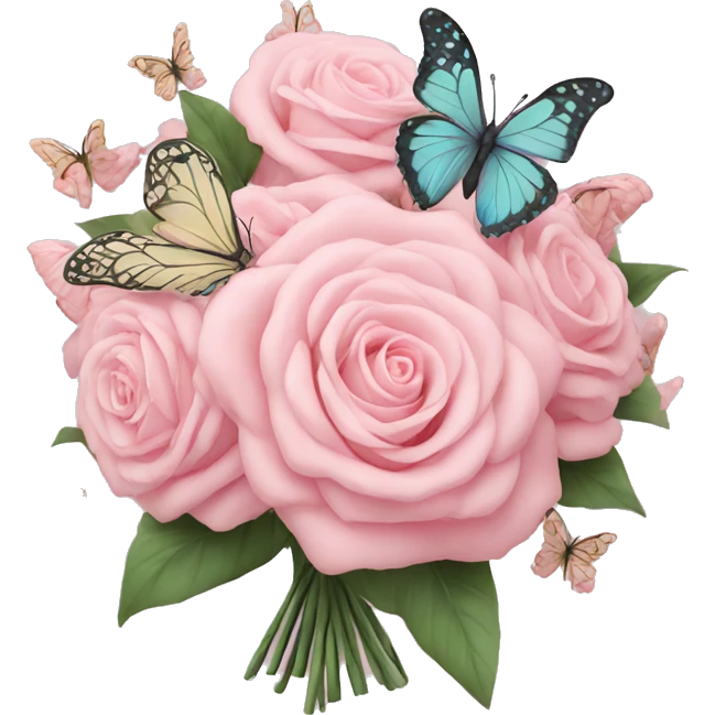 pastel pink bouquet with butterflies emoji