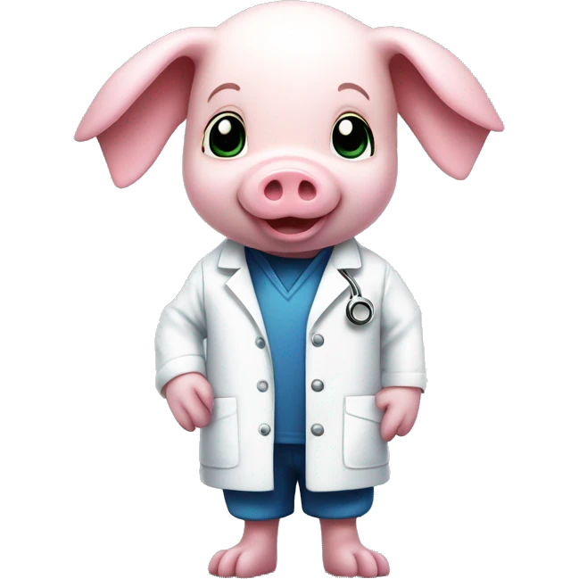 a piglet in white lab coat full length emoji