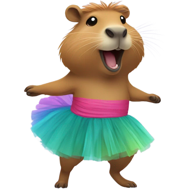 A capybara wearing a tutu and dancing  emoji