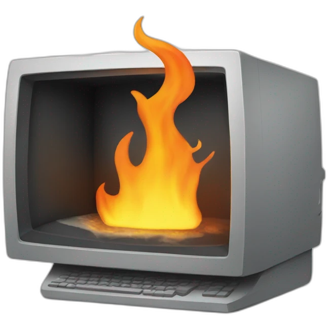burning computer emoji
