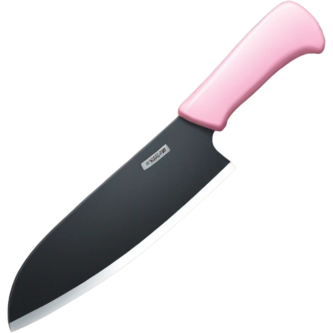Black butcher knife with cute light pink bow on handle emoji