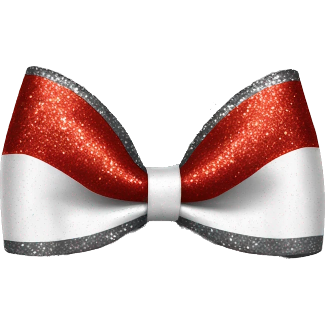 Red gray and white cheer bow with glitter emoji