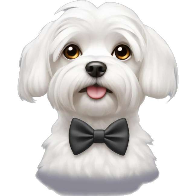 Maltese with a bow tie on his head  emoji