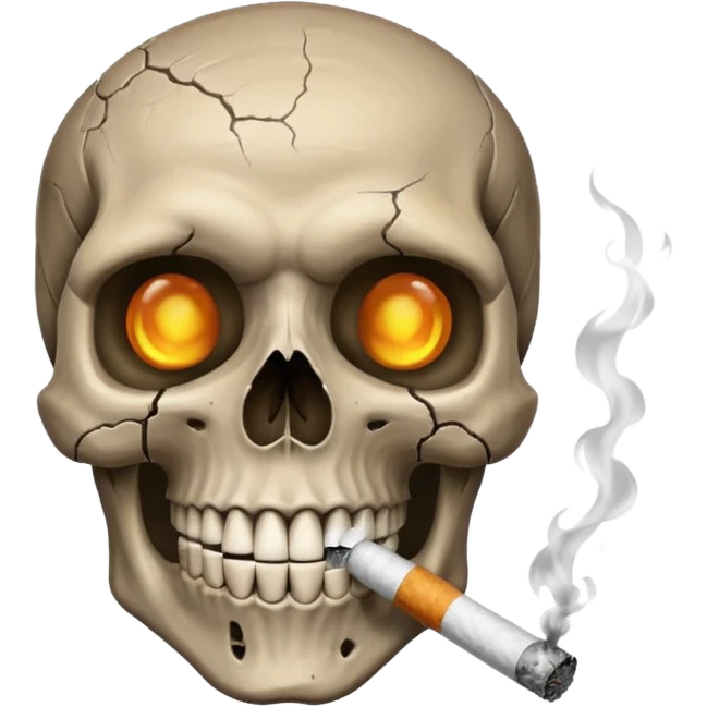  A skull with a cigarette laughing emoji