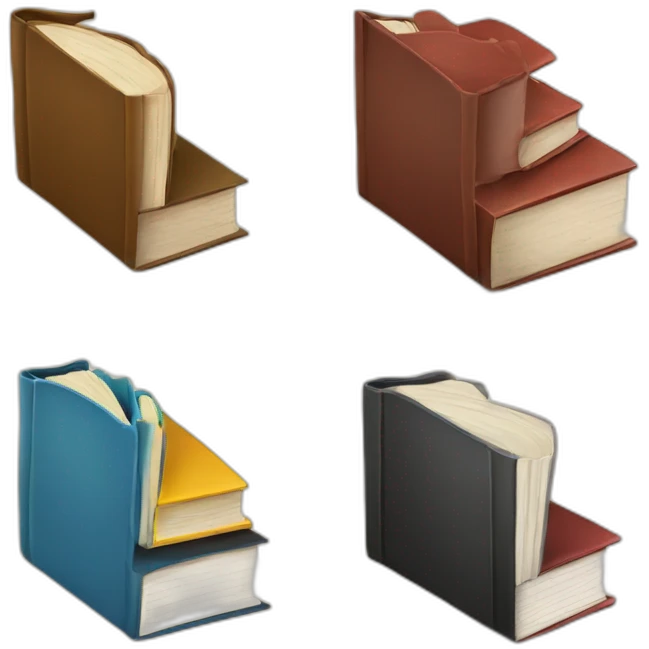books with different size and thick with one book inclined emoji