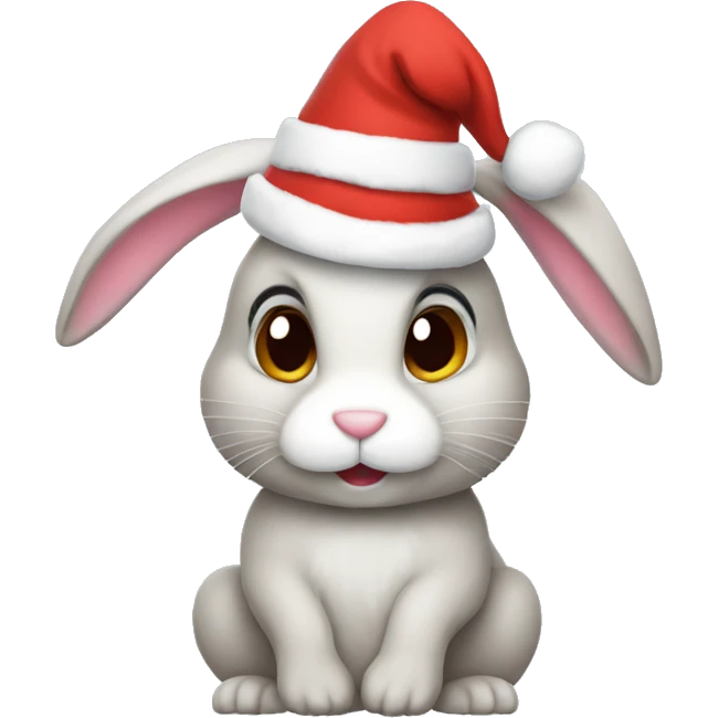 Bunny with Christmas hat emoji