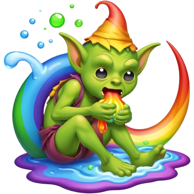Goblin vomiting rainbow  emoji