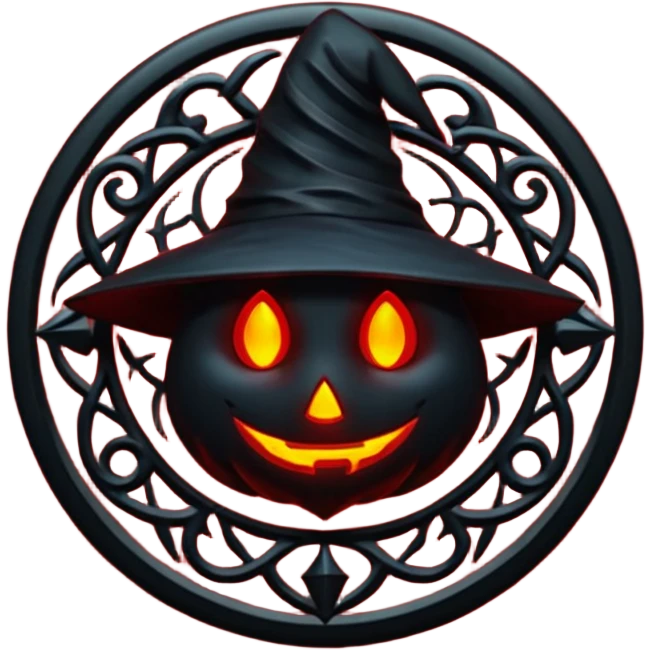 iOS emoji, dark fantasy magic seal, witch symbol, web pattern, red glow, minimal clean style, dark fantasy, dark atmosphere, black and red colors emoji