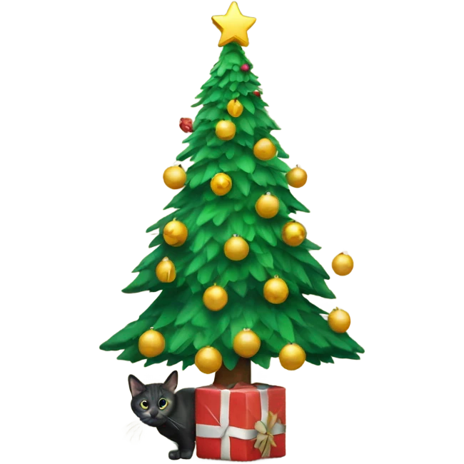Christmas tree with cat on top emoji