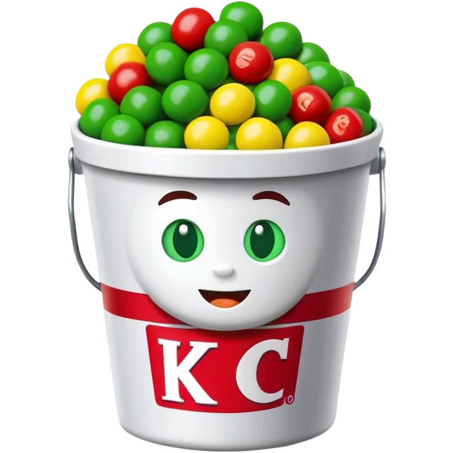 KFC bucket with a green M&M character sitting inside it emoji