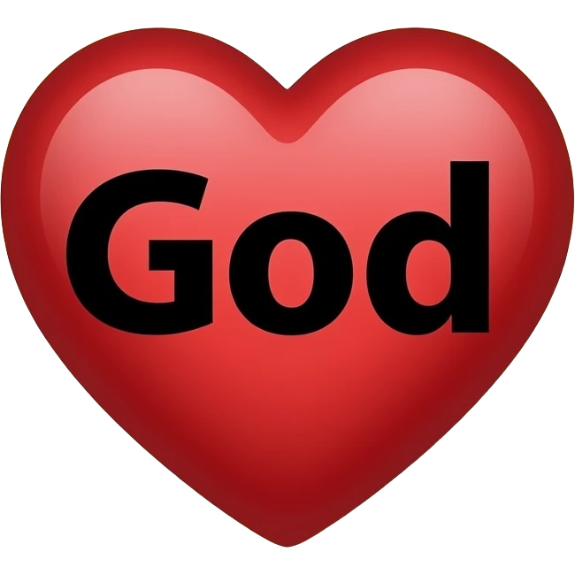 A holy heart with bright light surrounding like it is God. With God in black font on the heart. emoji