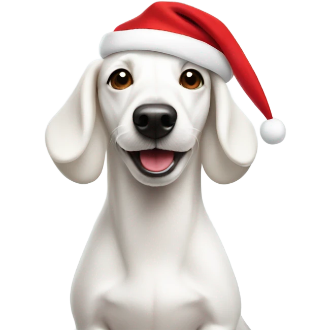 White sausage dog in Santa hat  emoji