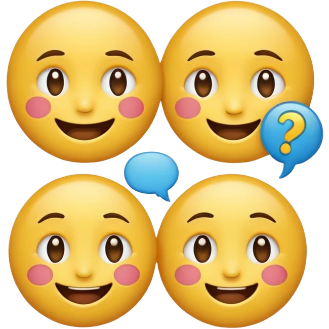 two emojis talking to each other, clear facial expressions, speech bubbles emoji
